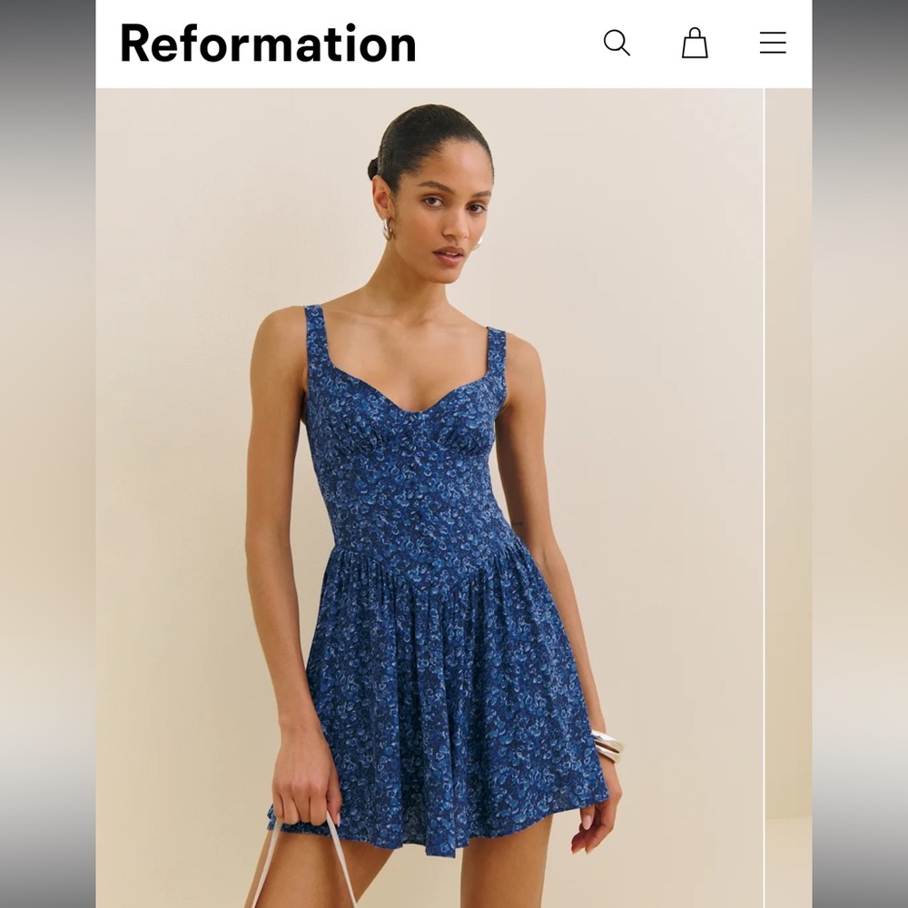 Reformation Wynn Dress Blue Rose